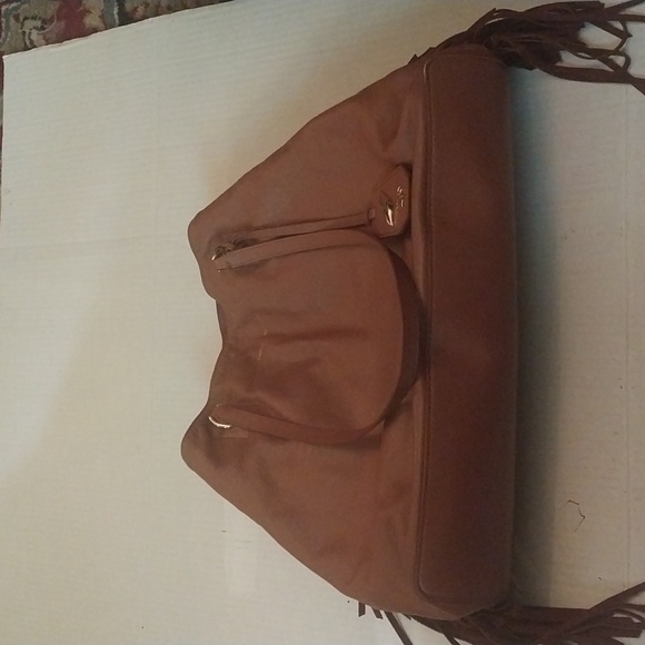 Diane Von furstenberg brown soft leather handbag double strap side fringes hobo - Picture 1 of 8